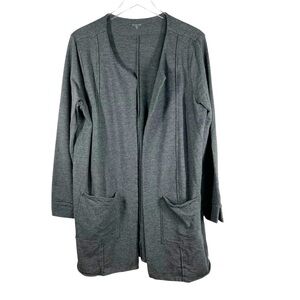 GARNET HILL Women's XL Grey Open Long Cardigan Sweater with Pockets